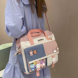 Set: Pvc Panel Crossbody Bag + Badge + Bag Charm