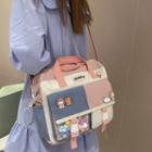 Set: Pvc Panel Crossbody Bag + Badge + Bag Charm