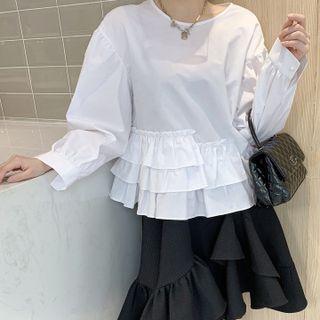 Round-neck Lantern-sleeve Shirt