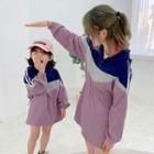Family Matching Color Block Hoodie Dress