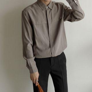 Fly-front Long-sleeve Dress Shirt