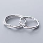 Set Of 2: 925 Sterling Silver Cutout Ring Silver - One Size