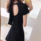 Short-sleeve Open Back A-line Mini T-shirt Dress
