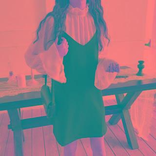 Frill Collar Chiffon Blouse / Overall Dress