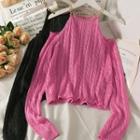 Chain-neckline Cutout-shoulder Halter Sweater