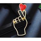 Alloy Hand & Heart Brooch Champagne - One Size