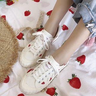 Strawberry Patterned Platform Canvas Sneakers