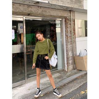 Letter-printed Tie-hem Oversized T-shirt