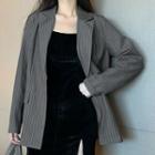 Striped One-button Blazer / Straight Leg Dress Pants