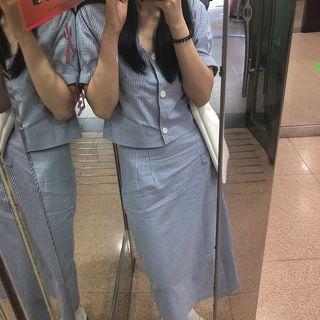 Plaid Short-sleeve Shirt / Plaid Skirt
