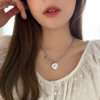 Heart Pendant Alloy Choker Xl1264 - Silver - One Size