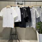 Set: Short-sleeve Textured T-shirt + Sweatshorts