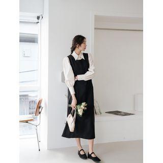 Plus Size Sleeveless Tab-waist Maxi Dress