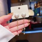 Heart Drop Sterling Silver Ear Stud 1 Pair - E2716 - Gold - One Size