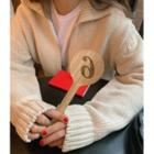 Zip Knit Jacket Beige Almond - One Size