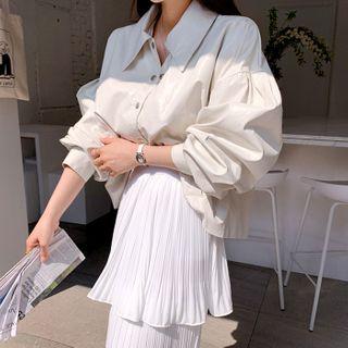 Puff-sleeve Boxy Pleather Jacket