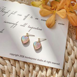 Iridescent Heart Earrings Silver Needle - As Shown In Figure - One Size