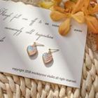 Iridescent Heart Earrings Silver Needle - As Shown In Figure - One Size