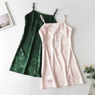Spaghetti Strap Jacquard Mini Sheath Dress