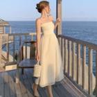 Spaghetti Strap Plain Organza A-line Dress