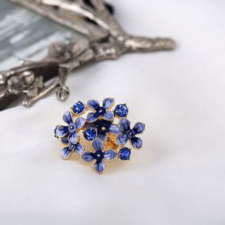 Rhinestone Flower Brooch Blue - One Size