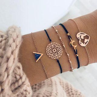 Set Of 5: Turquoise / Alloy Bracelet (assorted Designs) Set Of 5 - As Shown In Figure - One Size