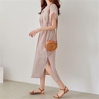 Cap-sleeve Drawstring-waist Dress