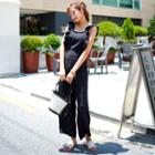 Sleeveless Frill-trim Wide-leg Jumpsuit