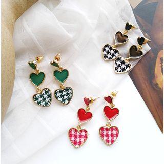 Houndstooth Heart Dangle Earring