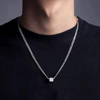 Cube Pendant Stainless Steel Necklace