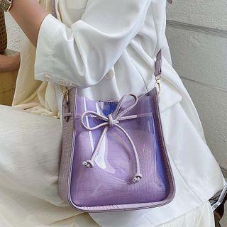 Set: Transparent Bucket Bag + Croc Grain Pouch