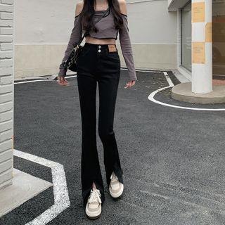 High Waist Slit Flared Jeans (various Designs)