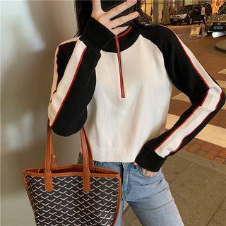 Long-sleeve Striped Zipped Sweatshirt
