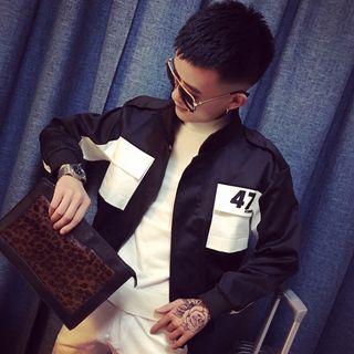 Number Embroidered Zip Jacket