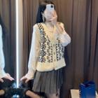 Jacquard Knit Vest / Mini A-line Pleated Skirt