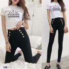 Button Front Skinny Jeans