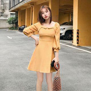 Long-sleeve Corduroy Mini A-line Dress