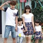 Family Floral Panel T-shirt / Cutout Shoulder Dress