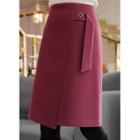 Buttoned-strap Midi Wrap Skirt