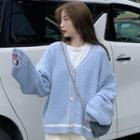 Long-sleeve Loose-fit Button-up Cardigan