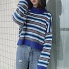 Striped Knit Sweater Blue - One Size