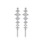 Fashion And Elegant Geometric Round Long Earrings With Cubic Zirconia Silver - One Size
