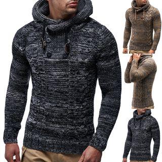 Melange Cable-knit Hoodie