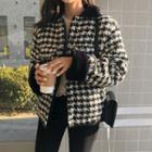 Faux-fur Houndstooth Jacket One Size
