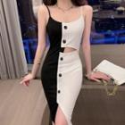 Sleeveless Color-block Cutout Front Dress