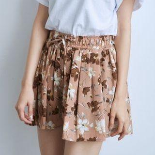 Elastic-waist Printed Skort