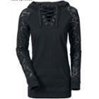 Lace Panel Lace-up Hoodie