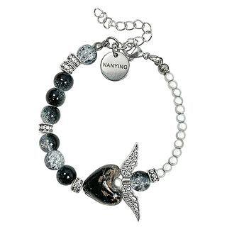 Flying Heart Glass Stainless Steel Bracelet