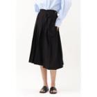 Draped Midi Wrap Pleated Skirt Black - One Size