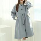 Sailor-collar A-line Coatdress Sky Blue - One Size